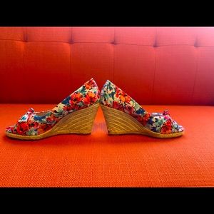 Kelly and Katie Floral Wedges- Size 6.5